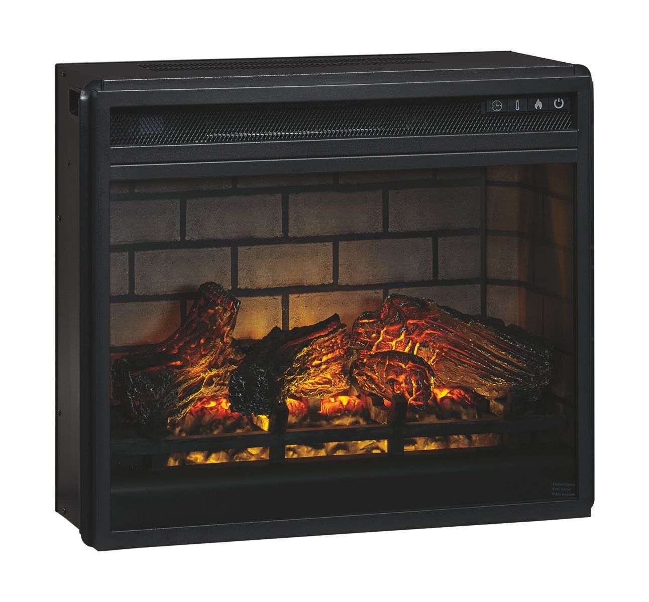 Willowton - Blanchiment - Meuble TV 2 pièces 64 po avec insert de cheminée en imitation brique réfractaire