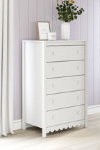 Hallityn - Blanc - Commode à cinq tiroirs