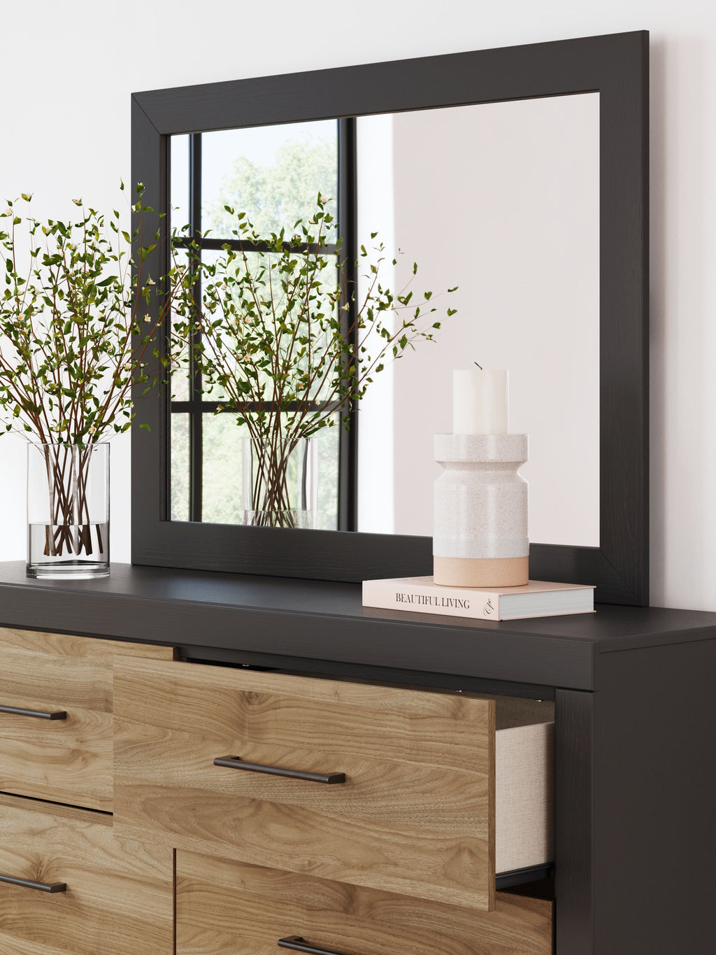 Vertani - Noir - Commode et miroir