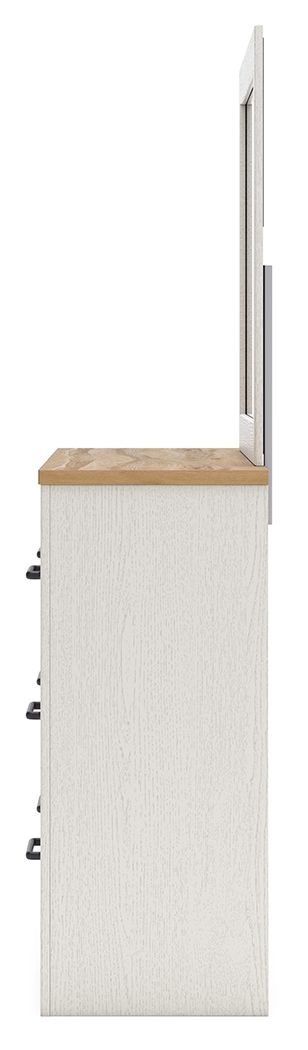 Linnocreek - Blanc / Brun Chaud - Commode et Miroir