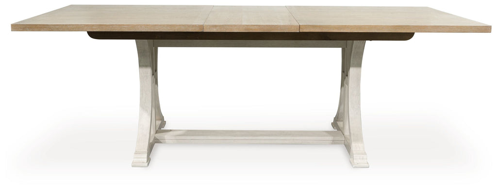 Shaybrock - Table à rallonge rectangulaire de salle à manger blanc antique / marron