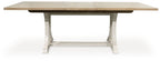 Shaybrock - Table à rallonge rectangulaire de salle à manger blanc antique / marron