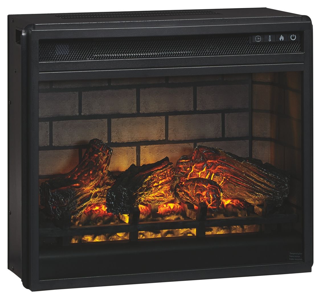 Dorrinson - Meuble TV d'angle avec insert de cheminée