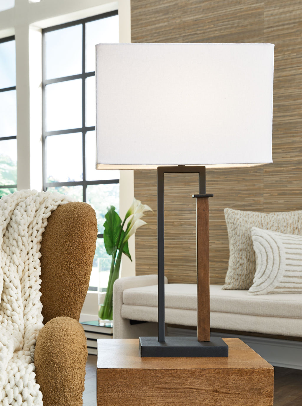 Voslen - Noir / Marron - Lampe de table en métal (lot de 2)