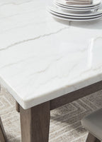 Loyaska - Blanc / Marron - Table de salle à manger rectangulaire
