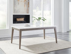 Loyaska - Blanc / Marron - Table de salle à manger rectangulaire