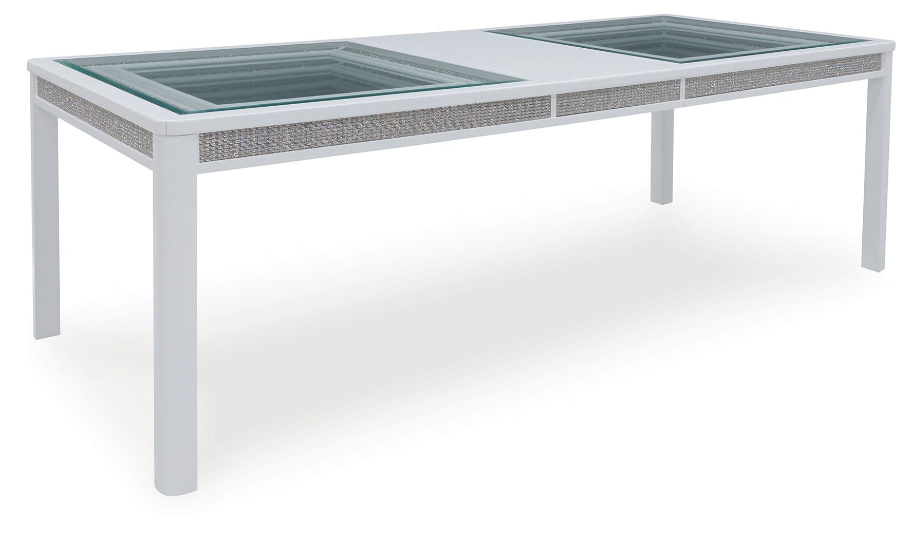 Chalanna - Blanc - Table à rallonge rectangulaire pour salle à manger