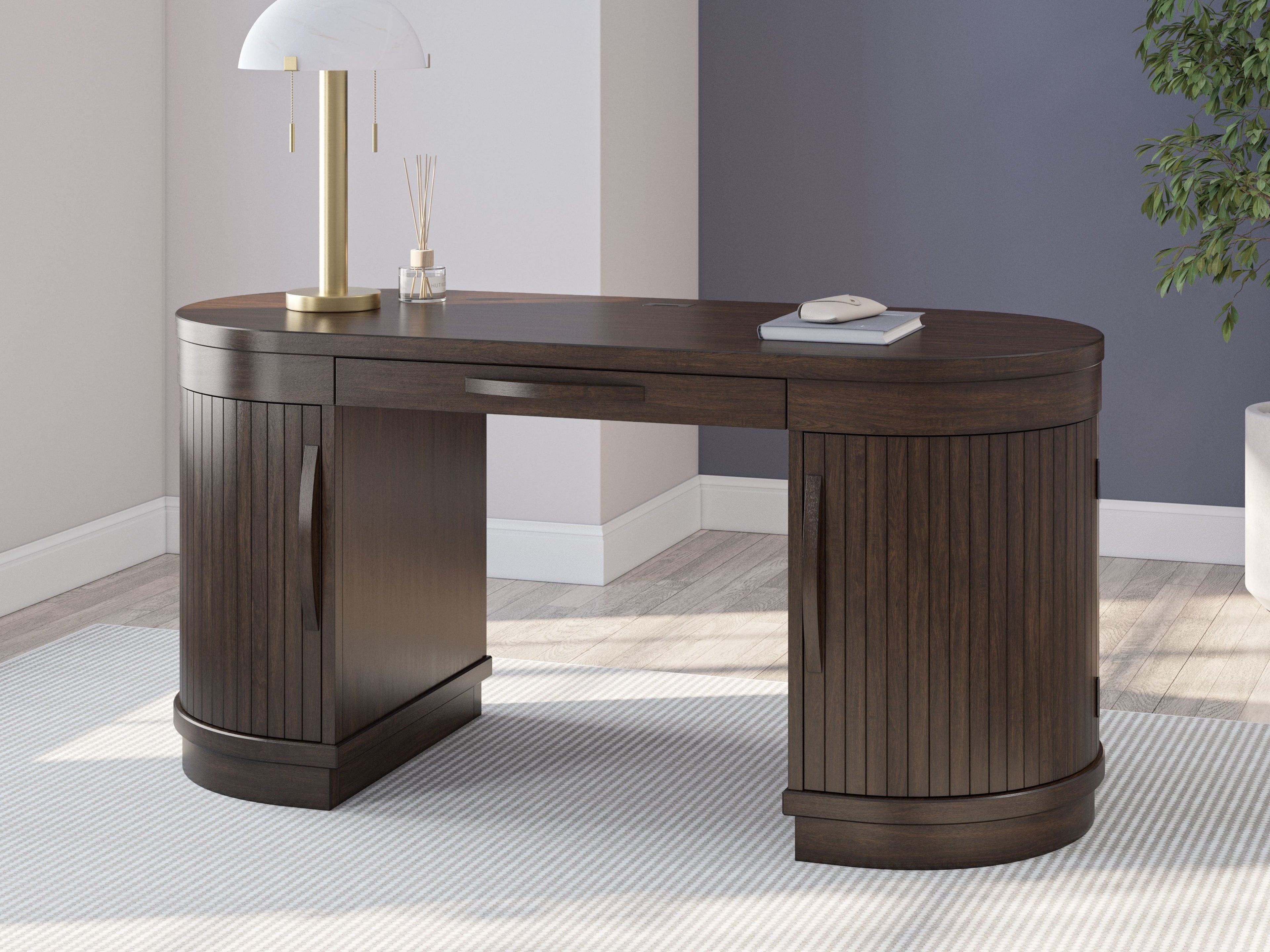 Korestone - Brun chaud - Ensemble 3 pièces - Bureau, chaise et crédence