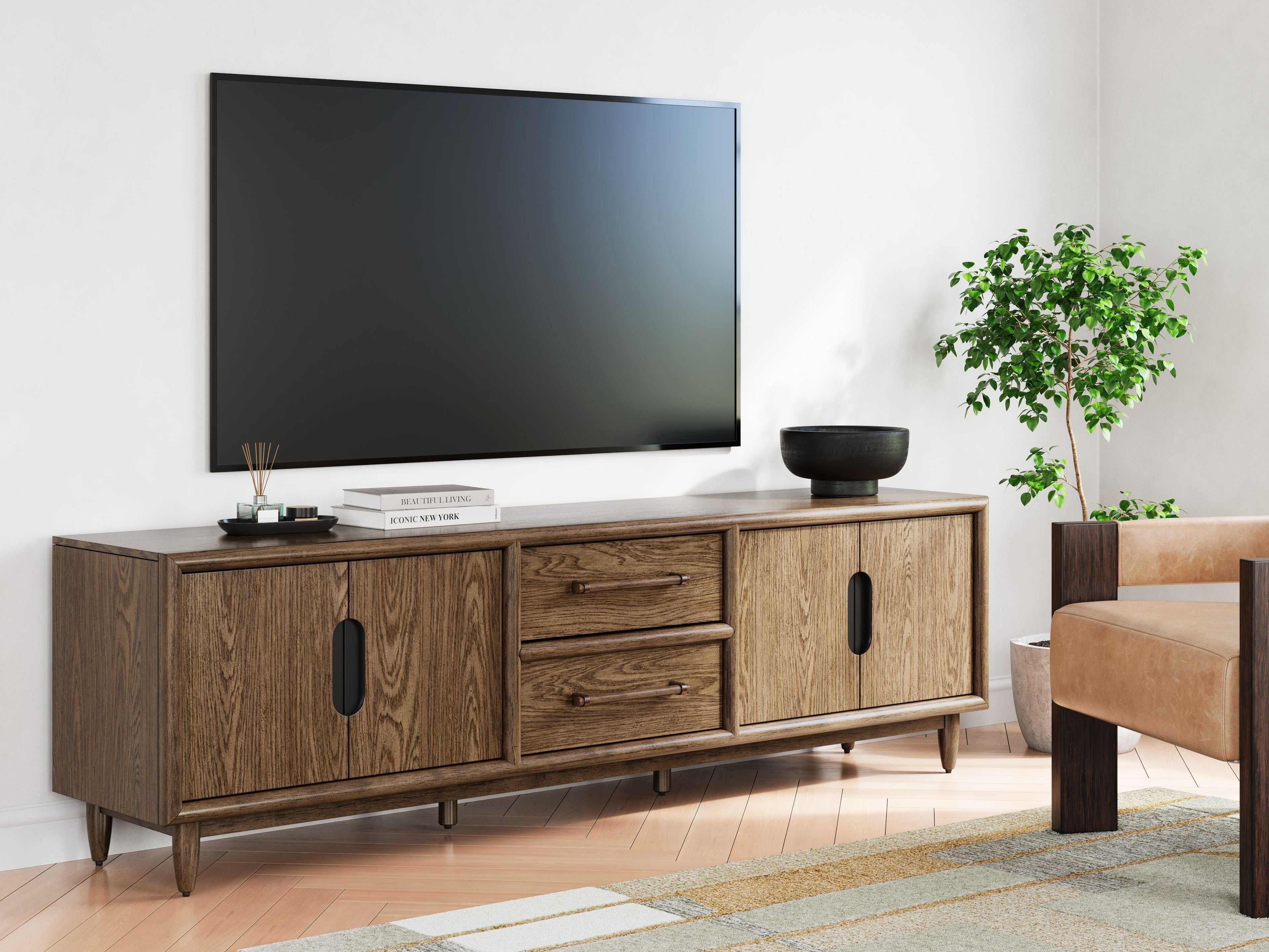 Roanhowe - Marron - Meuble TV extra large
