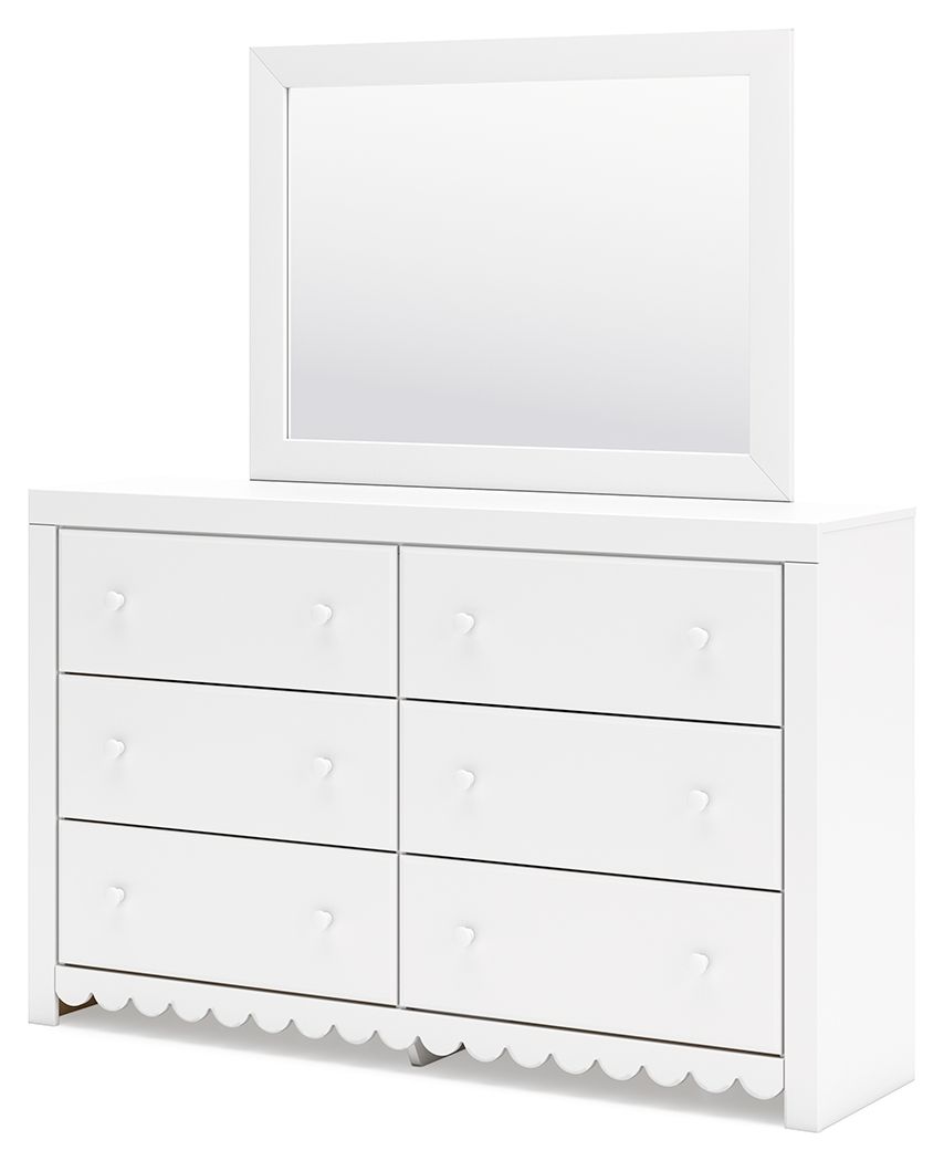 Mollviney - Blanc - Commode et miroir