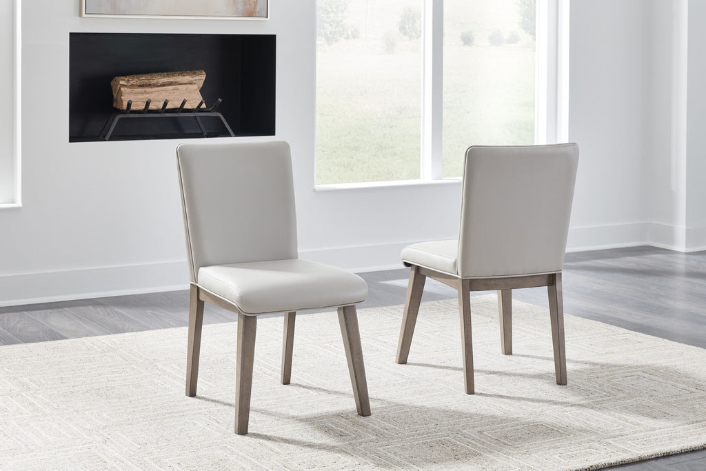 Loyaska - Chaise de salle à manger rembourrée brun grisâtre (lot de 2)