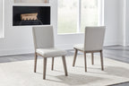 Loyaska - Chaise de salle à manger rembourrée brun grisâtre (lot de 2)