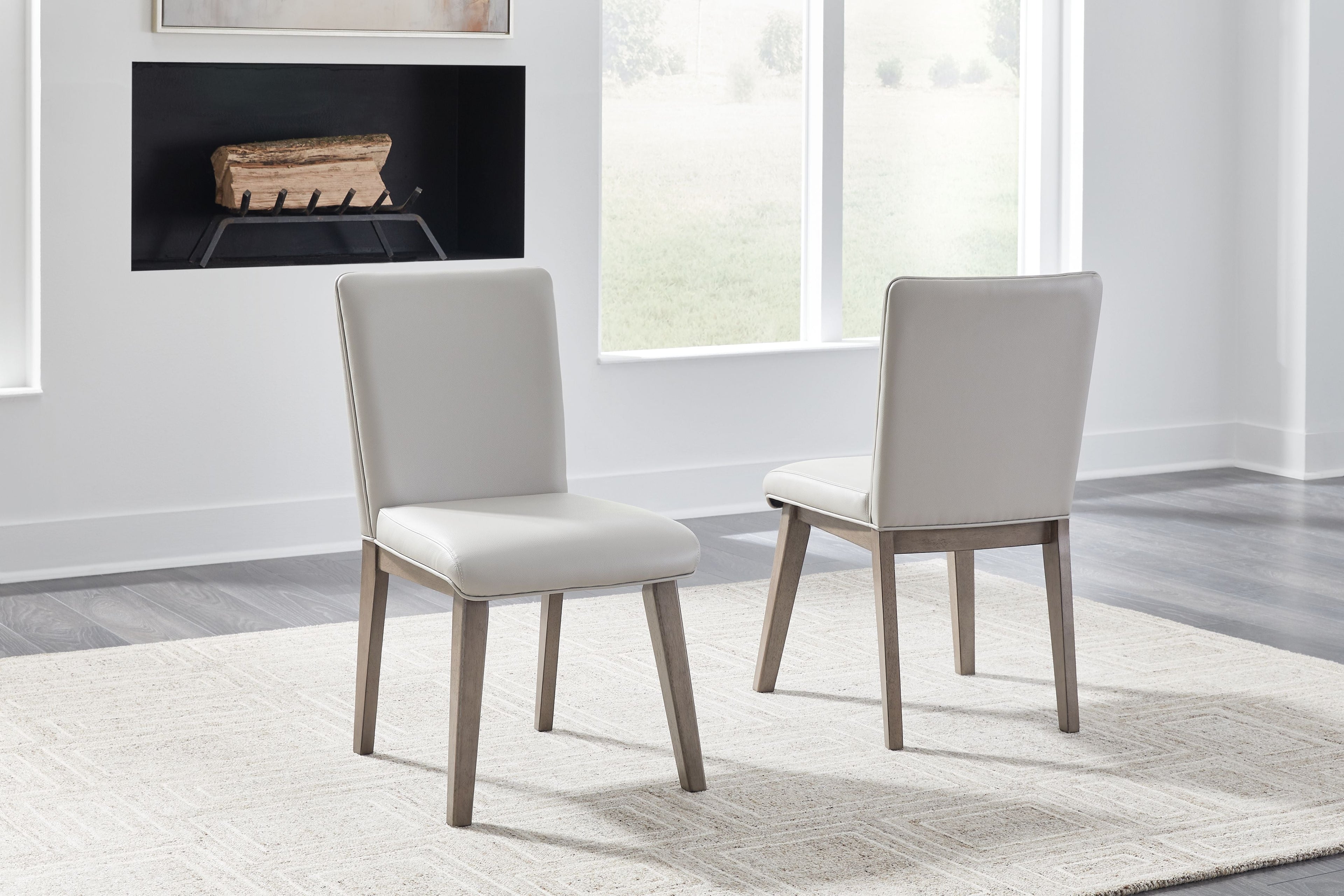 Loyaska - Chaise de salle à manger rembourrée brun grisâtre (lot de 2)