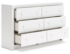 Mollviney - Blanc - Commode à six tiroirs