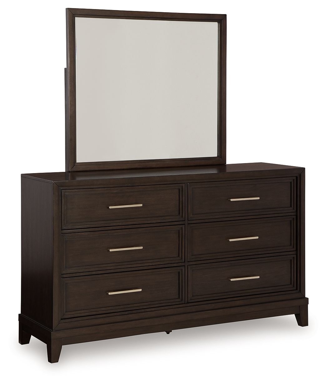 Neymorton - Brun gris foncé - Commode et miroir