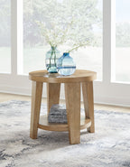 Kristiland - Table d'appoint ronde marron clair