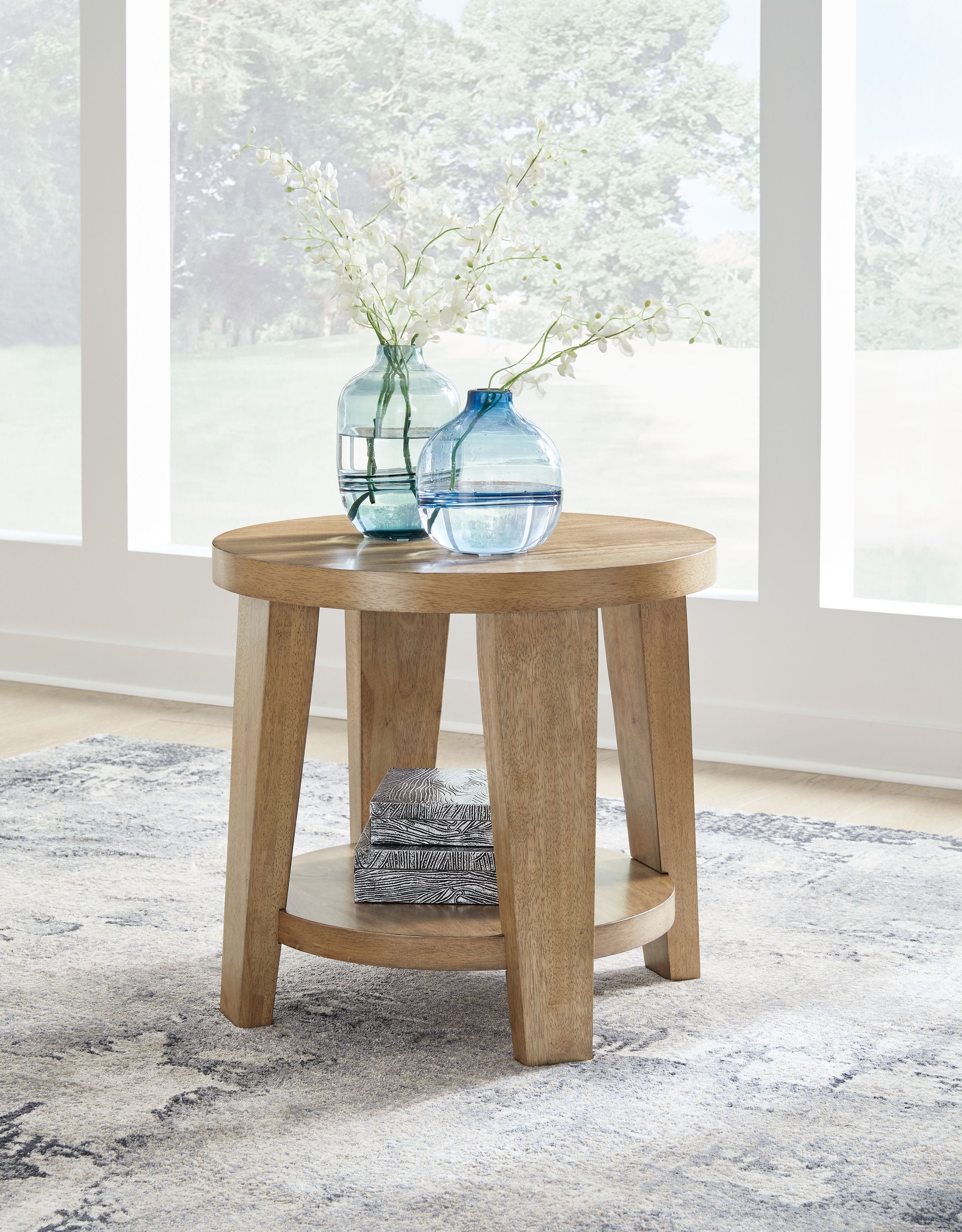 Kristiland - Table d'appoint ronde marron clair